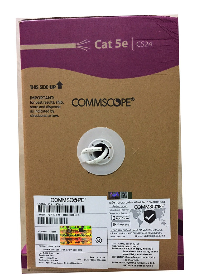 Cáp mạng commscope cat5 chính hãng PN: 6-219590-2 giá tốt cho dự án